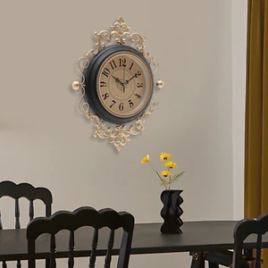 NEW 16inch Large Wall Clock, Silent Vintage Decorative Brown Wall Clocks - Picture 1 of 17