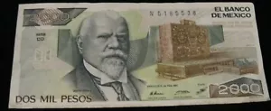 24 FEBRUARY 1987 DOS MIL PESOS 2000 EL BANCO DE MEXICO N 5185538 CIRCULATED - Picture 1 of 3