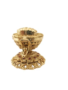 Caja tradicional india de latón Sindoor Dabbi Kumkum para accesorio de boda Pooja - Imagen 1 de 6