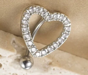 Belly Button Heart Shape Beautiful Fake Diamonds Belly Button Navel SALE - Picture 1 of 10