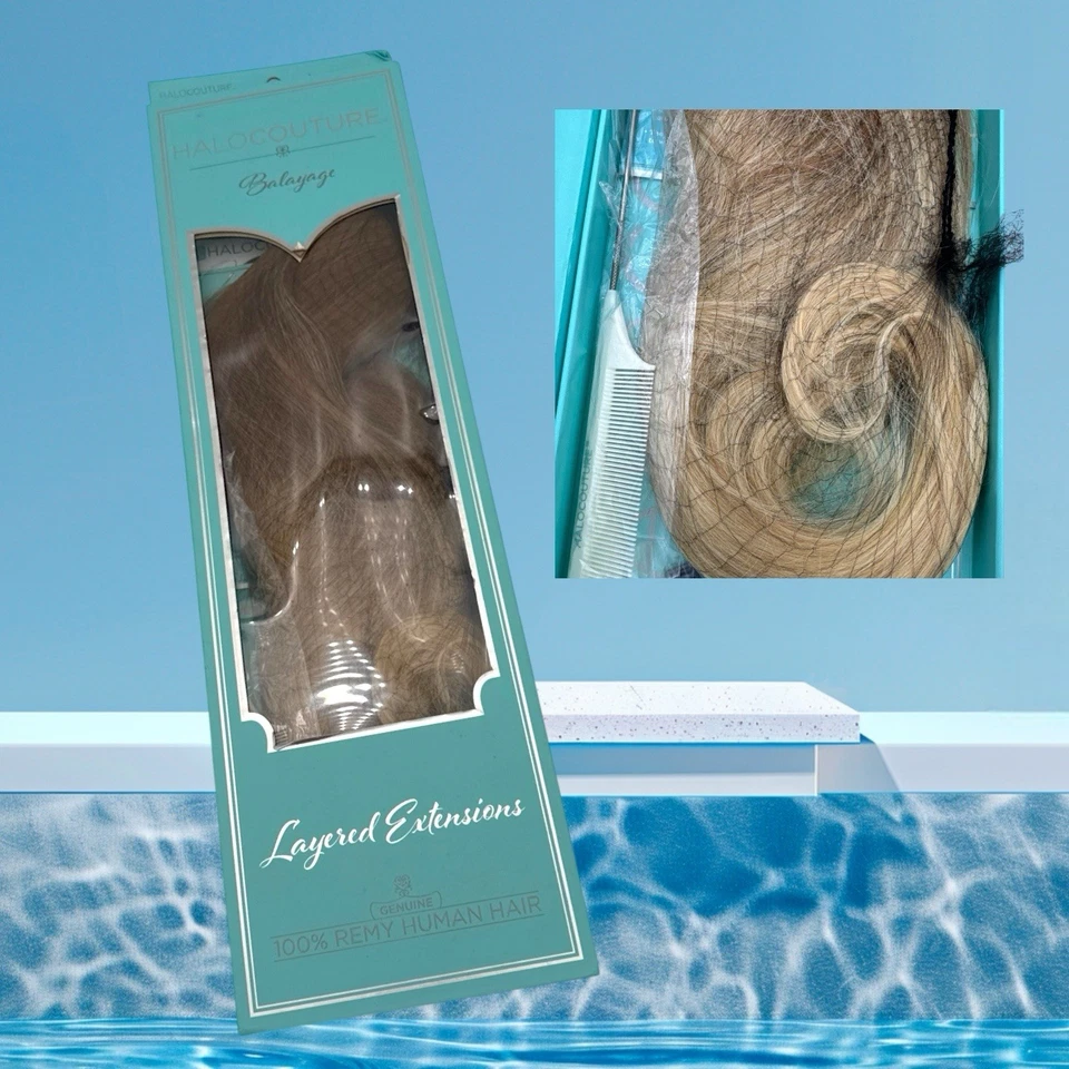 Halo couture 22" Layered Hair extension Balayage 100% Real Human Hair Color B613 - Image 1 of 4