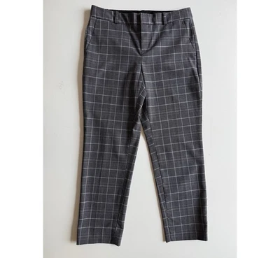 BANANA REPUBLIC Avery Plaid Ankle Dress Pant Womens 2 Petite (28x24.5) Gray - Image 1 of 4