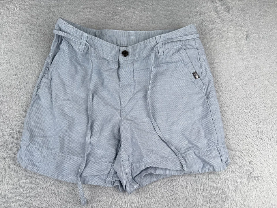 Pantalones Cortos Mujer The North Face 8 Azul Blanco Rayas Cordón Lino Mezcla Algodón 6" Foto 1 de 4