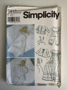 Simplicity 5813 Pattern Size A XXS-XS-S-M Uncut Vintage 2002 Christening Outfits - Picture 1 of 2