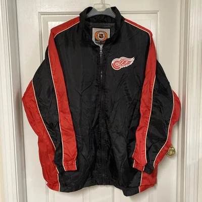 Chaqueta De Colección Años 90 Detroit Red Wings NHL G-III Entrenadores Negra Roja Cremallera Completa Para Hombre’s XL Foto 1 de 4