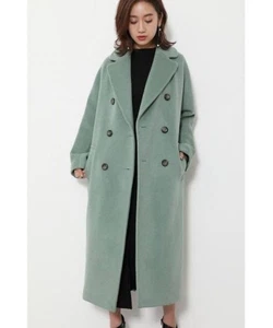 Rienda Green Wool Long Coat Loose Fit Tailored Chic Autumn Winter JAPAN - Picture 1 of 20