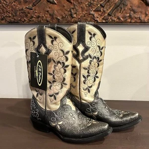 NEU Vintage J.B. Dillon Western Leder Cowboy Damen 8,5 Festival geprägt Silber - Bild 1 von 5