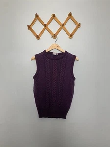 Vintage J. G. Hook Damen lila Baumwolle Zopfmuster Fischer Pullover Weste Gr. M - Bild 1 von 6