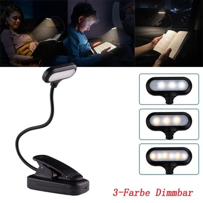 LED Leselampe Klemmleuchte USB Wiederaufladbare Buchlampe Kleine Buchleuchte - Bild 1 von 4