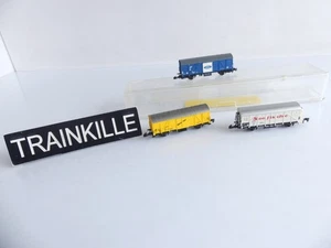 LOT 4 / MARKLIN MINI CLUB 1:220 ECHELLE Z / 3 WAGONS COUVERTS PUBLICITAIRES - Picture 1 of 3