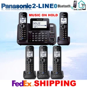 PANASONIC KX-TG9542B 2-LINE W/LINK-TO-CELL USB MUSIC ON HOLD 5 CORDLESS PHONES - Picture 1 of 5