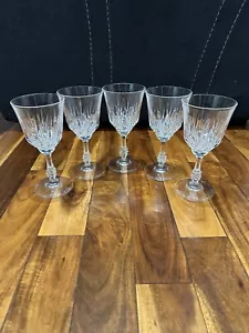 (Set of 5) - Capri Crystal 8 Oz Wine/Water Goblet Stemware Glasses Italy - Picture 1 of 6