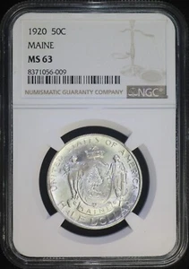 1920 P Maine Commemorative Silver Half Dollar NGC MS63 Choice BU - Picture 1 of 2