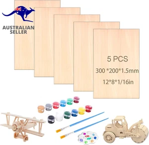 5 Sheets Unfinished Basswood Balsa Wood Sheets 1.5Mm Plywood 1/16 X 8 X 12 Inch - Picture 1 of 12
