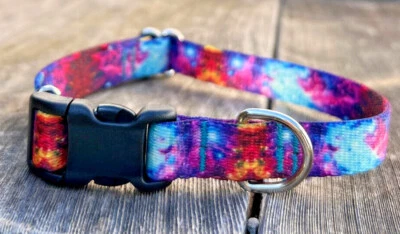 BLUE COLLAR DOGWEAR 5/8" Thin Small Galaxy Cosmic Adjustable Dog Collar with Quick Release Buckle