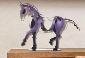 Handmade Purple Horse Statue Metal Rustic Cottage Decor Farm Store Hand-Painted - Picture 1 of 4