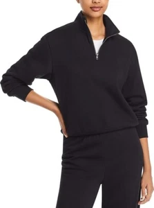 Z Supply Half Zip Fleece Sweatshirt Women's M Black Stand Collar Long Sleeve - Picture 1 of 14