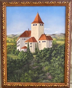 Framed Original S Carter Acrylic Painting "Italian Villa & Garden" 16"x20" - Picture 1 of 5