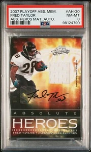 2007 PLAYOFF ABSOLUTE HEROES AUTOGRAPH #AH-20 FRED TAYLOR AUTO PATCH PSA 8 POP 1 - Picture 1 of 2