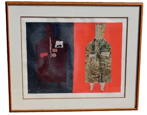 MAX PAPART zwei Figuren im abstrakten Stil KÜNSTLERPROOF handsigniert Lithographie - Bild 1 von 5