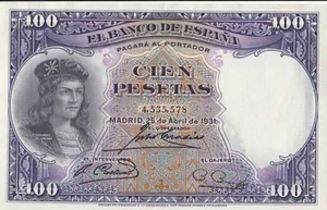 SPAGNA BANCONOTA 100 PESETAS 1931 CIRCOLATA - Foto 1 di 2