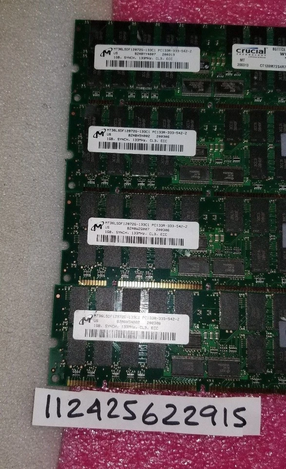 4gb kit = 4 x 1gb sdram sd sdr pc133 133mhz 133 168pin  ecc-reg   ecc registered - Image 1 of 1