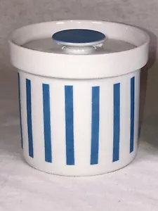 Lagardo Tackett Tack Schmid Container Lid Jam Jar Sugar Honey 4” Blue Striped - Picture 1 of 7