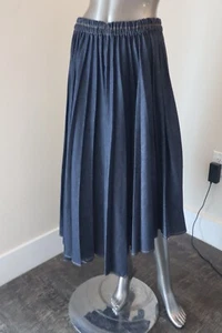 Brunello Cucinelli Blue Skirt Denim Cotton Asymmetric Pleated Size 8 NEW - Picture 1 of 7