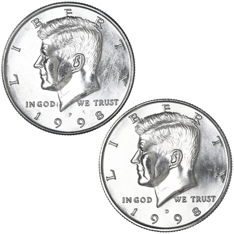 1998 P D Kennedy Half Dollar BU 2 Coin Year Set Cover