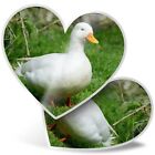 2 x Heart Stickers 7.5 cm - White Call Duck Ducks Cute  #2283