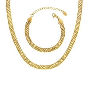 Mesh Chain Necklace Bracelet - Gold Plated Bracelets Necklaces Women Jewelry - Picture 1 of 30