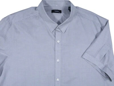 NUEVA CAMISA TEORÍA COPPOLO LIAM PARA HOMBRE XXL MANGA CORTA ABOTONADA RAYAS ALGODÓN SS Foto 1 de 4