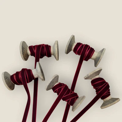 Red Burgundy Velve Ribbon 10mm 3/8" - Image 1 of 2
