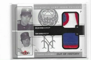 2005 Fleer Classic Clippings Nolan Ryan & Tom Seaver Jersey Patch Card #ed 2/ 15 - Picture 1 of 2