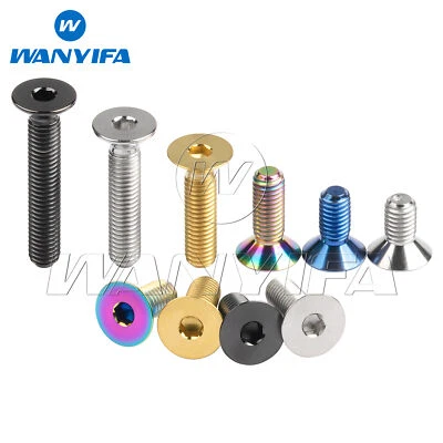 WANYIFA Titanium Bolt M5x10 12 15 20 25 30 35mm DIN7991 Countersunk Hex Head Ti Screws