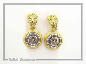 Spiral symbol of eternity silver earrings ancient Greek filigree antefix decor - Picture 1 of 10
