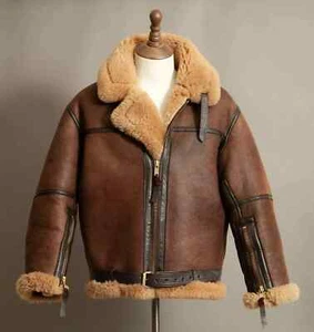 Men's B3 Irvin Sheepskin Flying Jacket RAF Aviation Flight Leather Bomber Jacket - Picture 1 of 8