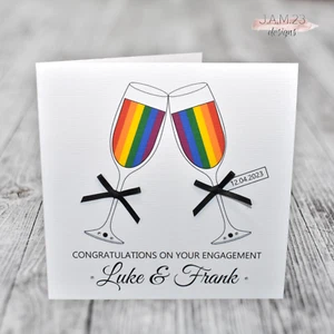 Personalised LGBT Engagement Card Gay Lesbian Couple - Picture 1 of 9