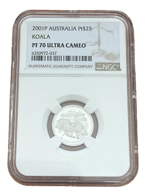 Australia 2001P Platinum 1/4 oz $25 NGC PF70UC Koala - Image 1 of 2