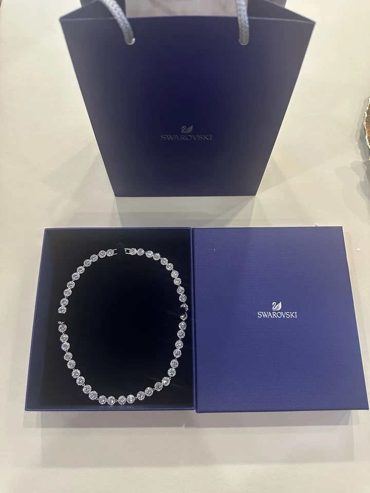 Swarovski Angelic 38cm Collana da Donna con Cristalli Placcatura Rodio - Bianca - Immagine 1 di 4