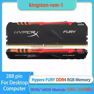 Mémoire de jeu de bureau HyperX RGB 8G/16G/32G DDR4 2666 3200 MHz DIMM 8 Go/16 Go - Photo 1 sur 6