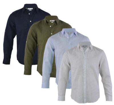Mens Tokyo Laundry Linen Long Sleeved Shirt Casual Summer Classic Collar S-XXL - Image 1 of 2