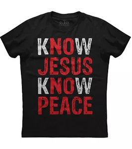 Christian Jesus Bible Verse Scripture Know Jesus Know Peace Unisex T-Shirt - Picture 1 of 1