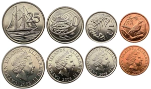 CAYMAN ISLANDS – SET OF 4 COINS 1 - 25 CENTS 2005 - 2008 ANIMALS PORTRAIT 2 UNC - Picture 1 of 1
