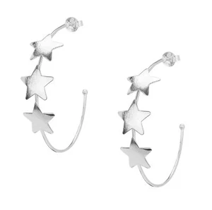 Sheila Fajl Silvina Triple Star Statement Hoop Earrings in Silver - Picture 1 of 4