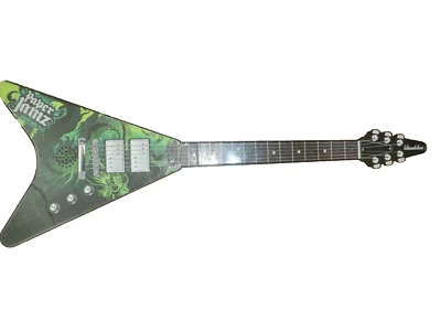 Paper Jamz Guitar Wow Wee 2009 Flying V Green Black Dragon -Not Tested  - Image 1 of 4