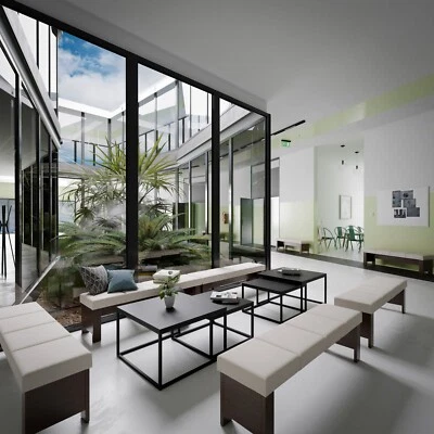 Holzbank Sitzbank mit gepolsterten Sitzflächen Schulebank Bürobank - Nora III FL - Bild 1 von 4