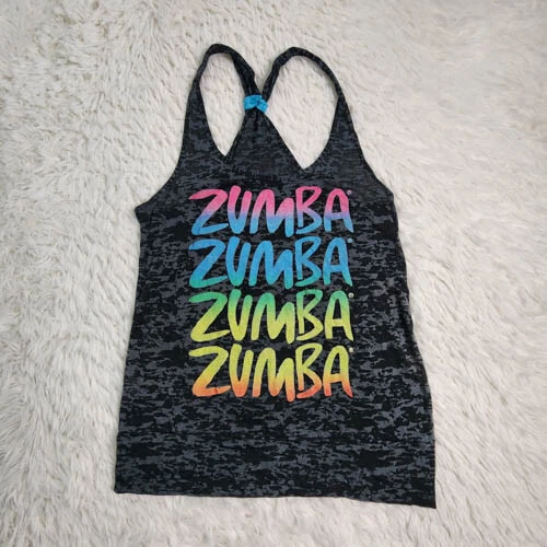 Camiseta sin mangas Zumba SM negra camuflada espalda deportiva para mujer Foto 1 de 4