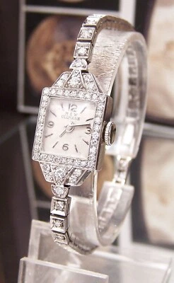 RELOJ SUIZO M&W ULLMAN VINTAGE AÑOS 50 ANTIGUO 1,45 QUILATES 82 DIAMANTES Y PLATINO ¡GUAU! Foto 1 de 4