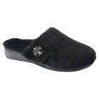 Vionic Gemma Lux Slipper In Black Size 9 Witchy Orthotic Fuzzy Slide Gem Luxe